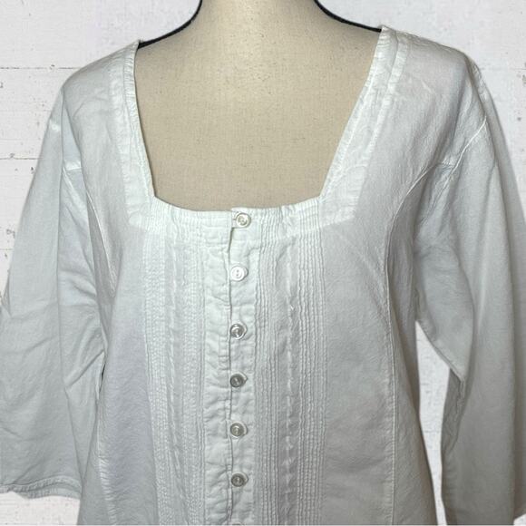 Inter American Trading White Cotton Square Neck Pintuck Boho Cottagecore XXL - Picture 2 of 8